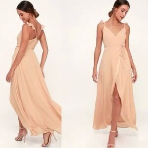 NWT. Lulus: Here's to Us Blush Pink High-Low Wrap Dress
